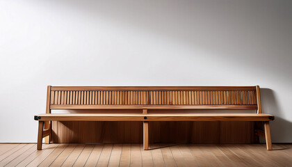 Simple Yet Elegant Wooden Seating Against A White Backdrop
