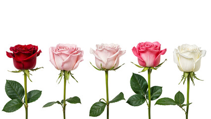 Obraz premium Five Colorful Roses with Transparent Background
