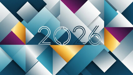 Fototapeta premium Abstract geometric background with the year 2026 modern design for New Year celebration and future concepts