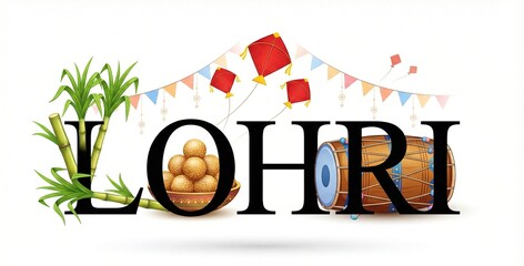 Happy Lohri holiday background for Punjabi festival of india.	
