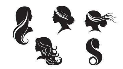 omen's Hairstyle Silhouettes or Beauty Salon Logos