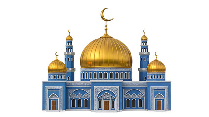 Obraz premium 3D Rendered Mosque with Golden Dome and Minarets