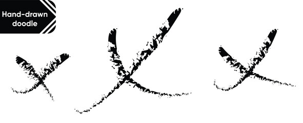 Cross Hand drawn doodle Set Black Paint Stock Vector and illustrator