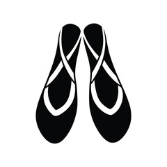 A pair of classic black ballet slippers with ribbons tied around the ankles, symbolizing grace and performance © Md Shariful islam