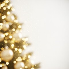 Festive Christmas tree with sparkling lights and ornaments.  Perfect background for holiday marketing, advertising, or social media posts. Evokes a fe