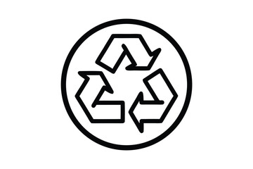 Obraz premium Three black circle icons show recycling bin and arrows on transparent background