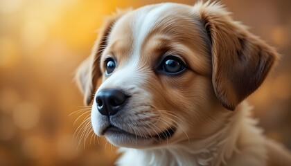 Adorable puppy with soft fur and expressive eyes captured in warm natural light, showcasing innocence, curiosity, and gentle charm&mdash;perfect for pet lovers, animal photography, and heartwarming visuals