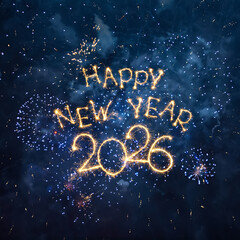 Happy New Year 2026 square web banner