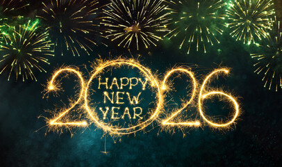 Happy New Year 2026 greeting card