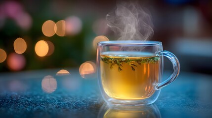 A cup of hot green tea