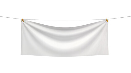 Blank White Fabric Banner Hanging on a String