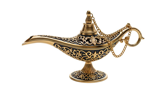 Luxurious Golden Genie Lamp for Wishes and Fantasy Concepts