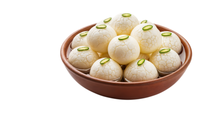 Delicious Indian Rasgulla Sweet Dumplings with Pistachio Garnish