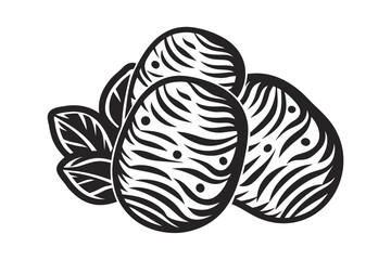 Two potatoes art design on a white background simple style
