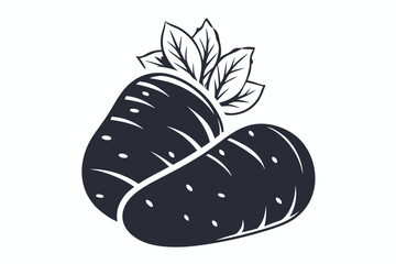 Two textured black and white oval shapes nestle together against the plain backdrop