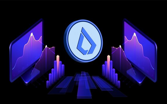 lisk-lsk virtual currency image in the digital background. 3d illustrations.