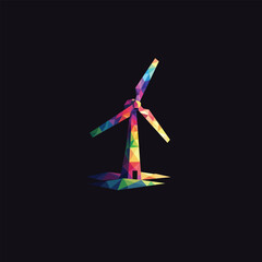 windmill, wind logo, polygon logo, logo design