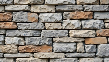 Obraz premium A textured wall constructed from irregularly shaped stacked stone blocks