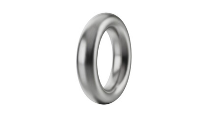 Shiny metallic silver oring or circular metal loop isolated on transparent background