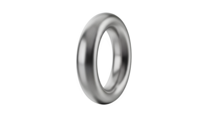 Shiny metallic silver oring or circular metal loop isolated on transparent background
