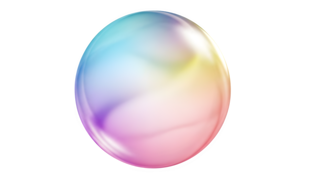 Colorful iridescent soap bubble with rainbow reflections isolated on transparent background - Powered by Adobe