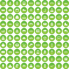 100 umbrella icons set green circle