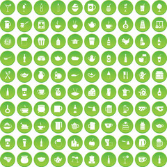 100 USA icons set green circle