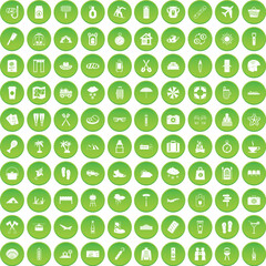 100 utensil icons set green circle