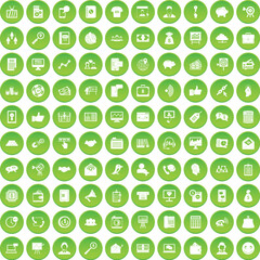 100 villa icons set green circle