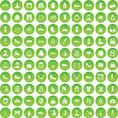 100 vitamins icons set green circle