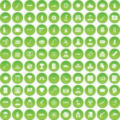 100 antiterrorism icons set green circle