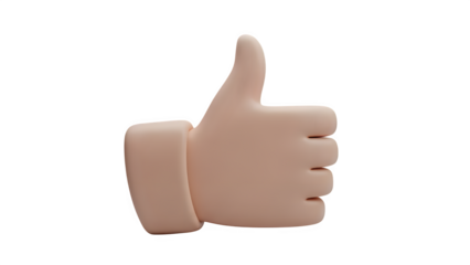 3d thumbs up gesture icon isolated on transparent background