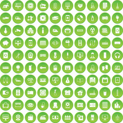100 appliances icons set green circle