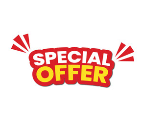 Special Offer Promotional Sale Badge with Bold Text on White Background