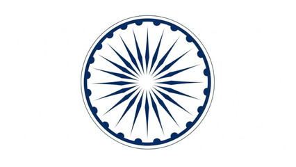Blue Ashoka Chakra Indian National Symbol Isolated on White Background Vector