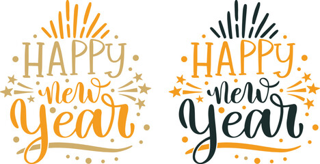 Obraz premium Happy New Year icon set. Lettering text for Happy New Year.