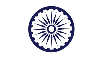 Ashoka Chakra Symbol Dark Blue 24-Spoke Wheel Isolated on White Vector Illustration Representing Indias Progress and Dharma