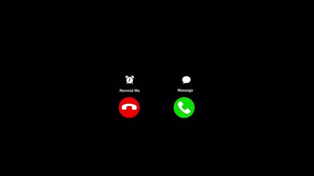 Incoming phone call ring animation with transparent background, call Incoming icon you receive the message, animation accept and decline animation in 4k. 