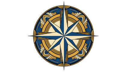 Art Deco Compass Rose Nautical Navigation Symbol © Win