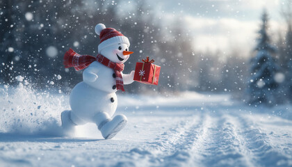 New Year's card with a snowman.