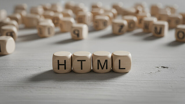 HTML blocks: building blocks spelling HTML, web development and coding concept

 - Powered by Adobe