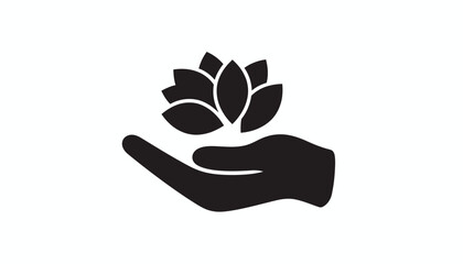 Hand holding a lotus flower, a symbol of purity and enlightenment.