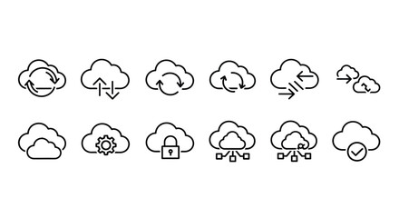 Cloud icons representing various functions