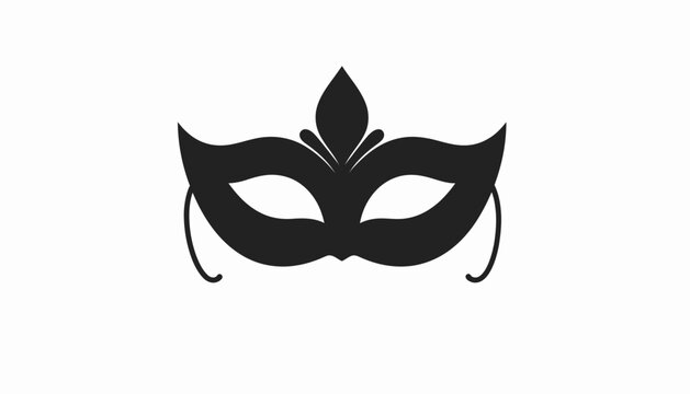 Black masquerade mask with elegant design on white background.