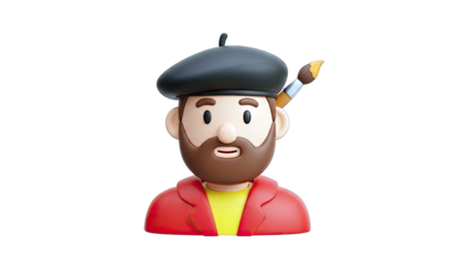 3D Cartoon Artist Character on transparent background