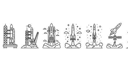 Sequential stages of rocket launch