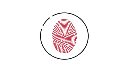 Red fingerprint within a circle
