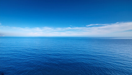 Obraz premium Tranquil Expanse Of Seascape Is Awash With Serene Waters A Boundless Sky Painted In Vivid Shades Of Blue And An Overwhelming Sense Of Peace That Envelops Soul