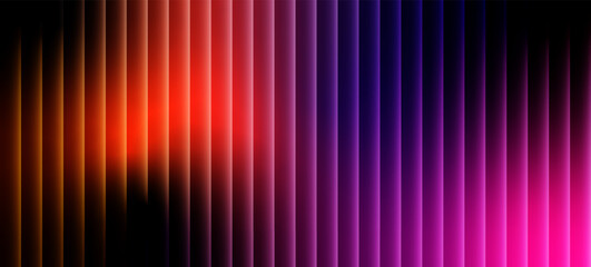 neon reed glass stripes, abstract blue red vertical light bars background on black. Sharp ribbed distortion, cinematic glow; futuristic texture background, vector illustration