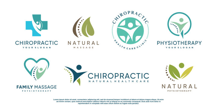 Chiropractic logo collection with creative element concept Premium Vector